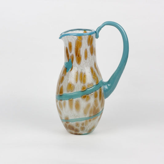 Turquoise & White Trail Glass Pitcher